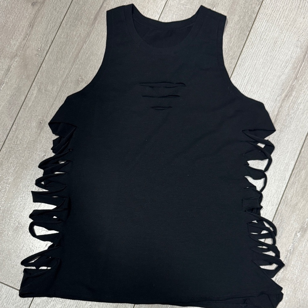 ALO Yoga Black Cutout Muscle Tee